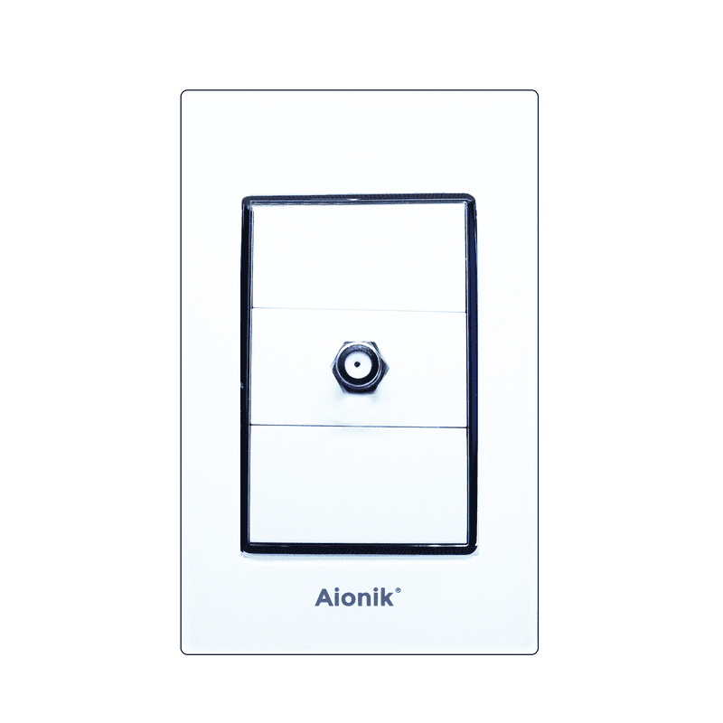 Placa acrilico con toma de tv blanco con marco cromado APB011 Aionik 10